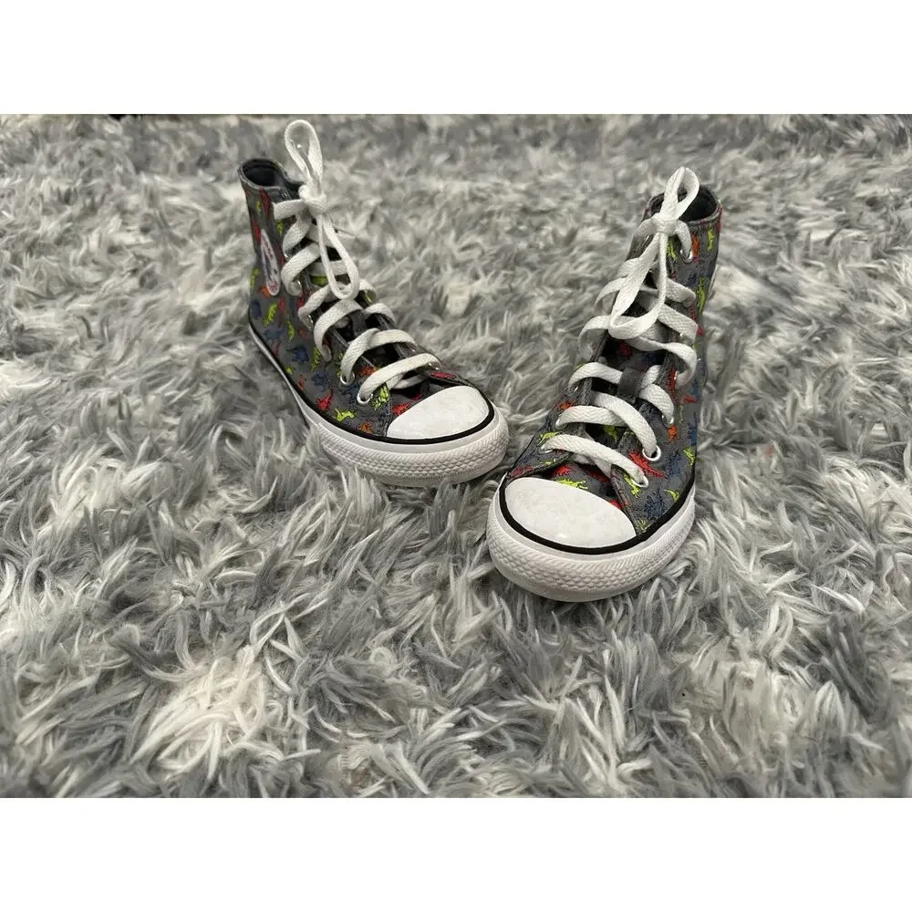 Converse Dinosaur High Top Sneakers in Gray Kids Size 2